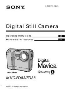 Sony MVC FD 88 manual. Camera Instructions.